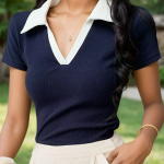 Blouse Femme Été Manches Courtes Slim Fit