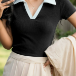 Blouse Femme Été Manches Courtes Slim Fit